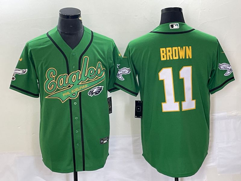 Men Philadelphia Eagles #11 Brown Green Co Branding Game NFL Jersey style 11